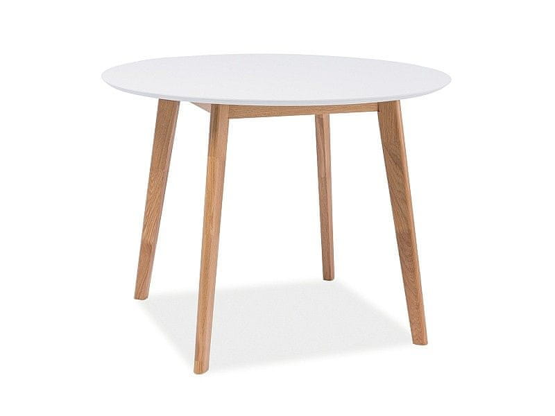 Veneti Okrúhly jedálenský stôl RYSZARD - 100x100, biely / dub